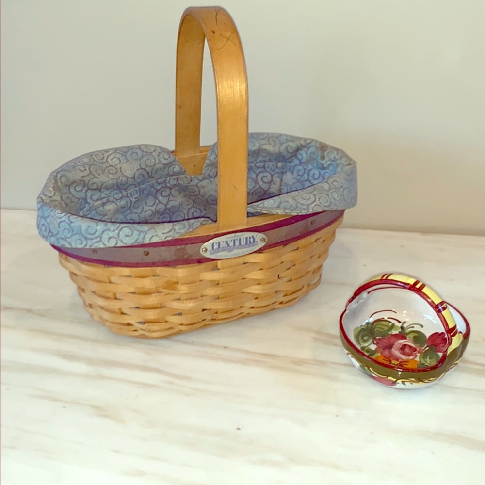 Longaberger Basket & Porcelain mini Basket